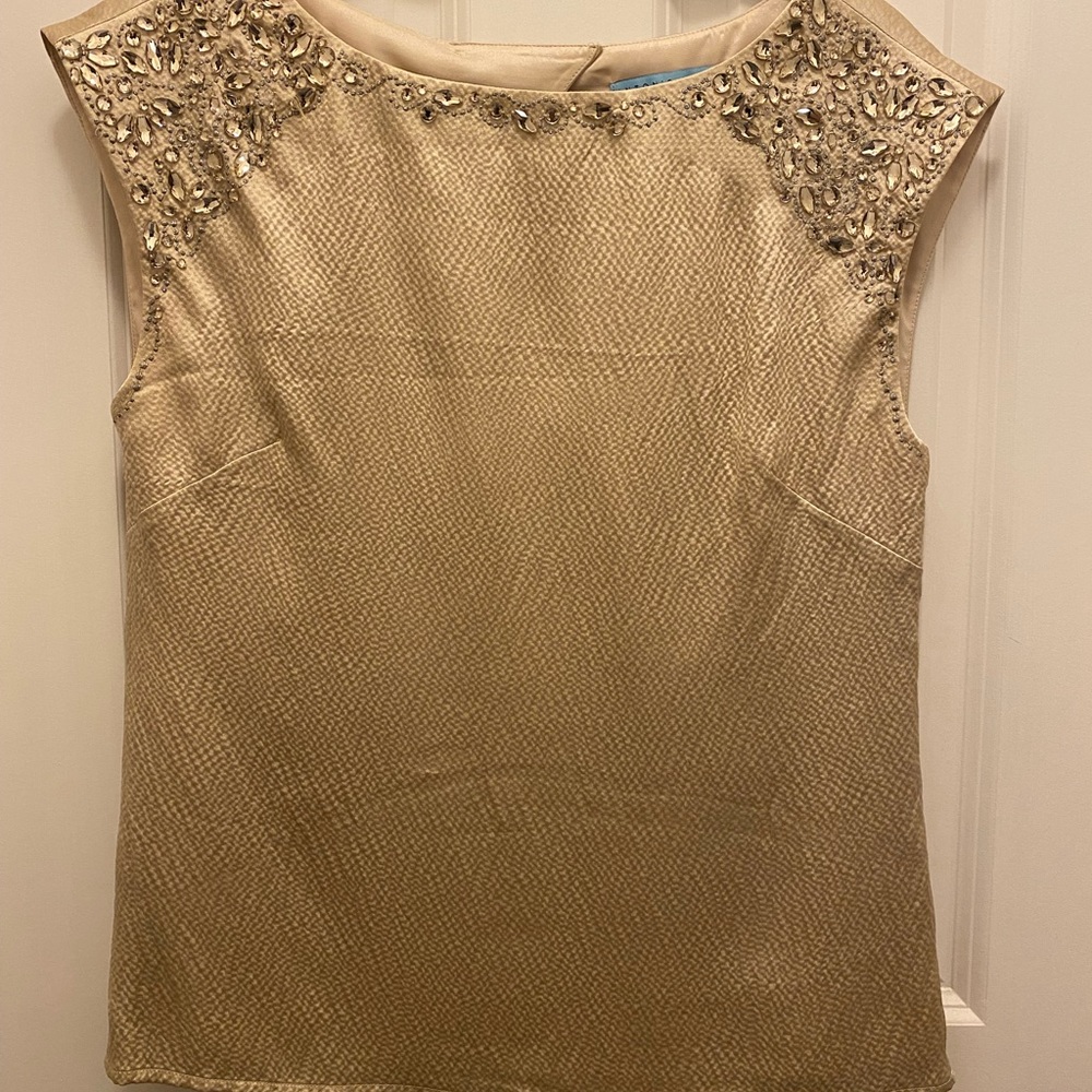 Gold blouse with sequin sleeves